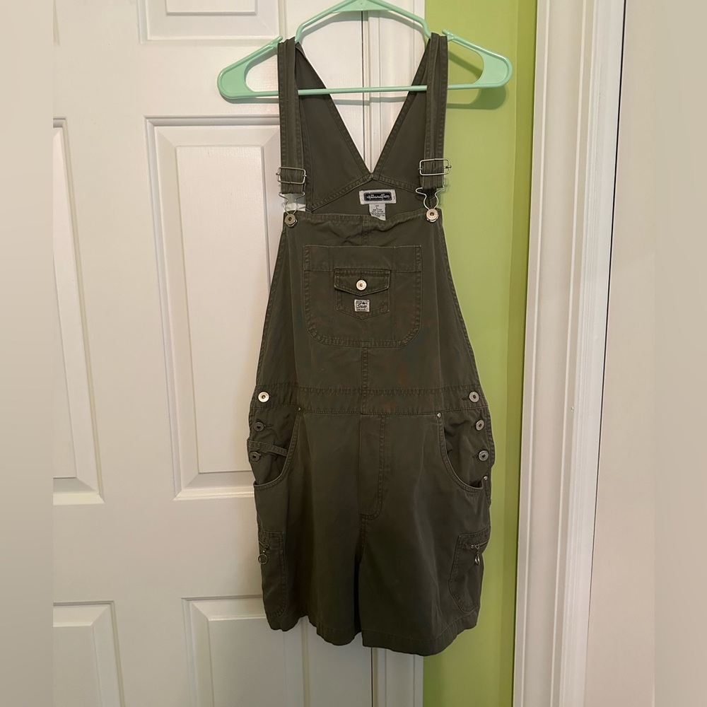 Vintage Y2K Xhilaration Army Green Short Overalls Size Large